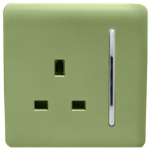 Trendi 1 Gang Artistic Modern Glossy 13 Amp Switched Tactile Plug Socket Moss Green