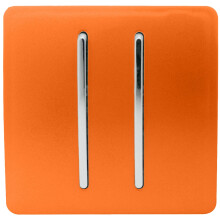 Trendi 2 Gang 2 Way Artistic Modern Glossy 10 Amp Rocker Tactile Light Switch Orange
