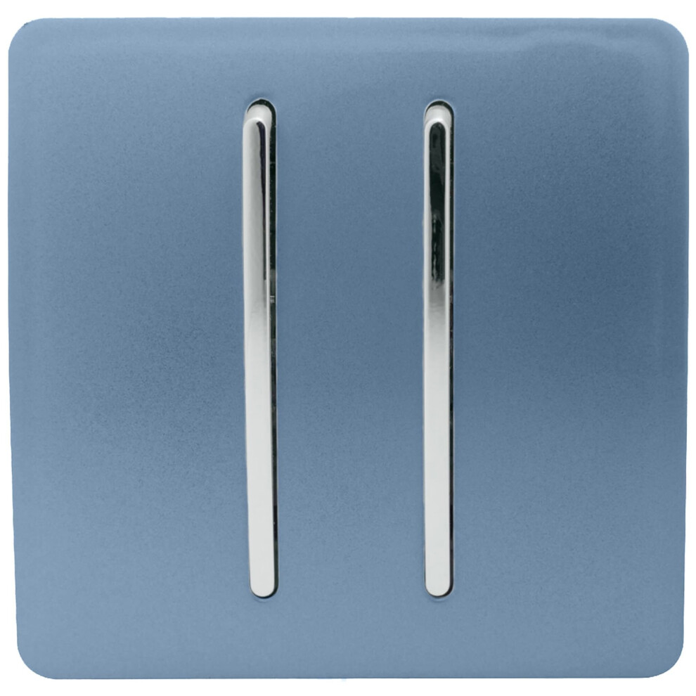 Trendi Switch Trendi 2 Gang 2 Way Artistic Modern Glossy 10 Amp Rocker Tactile Switch Sky Light