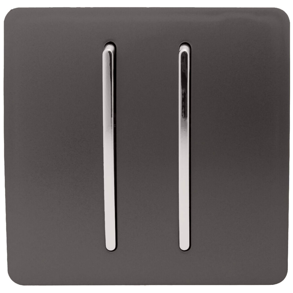 Trendi 2 Gang 3 Way Intermediate Artistic Modern Glossy 10 Amp Rocker Light Switch Dark Brown 631576360412