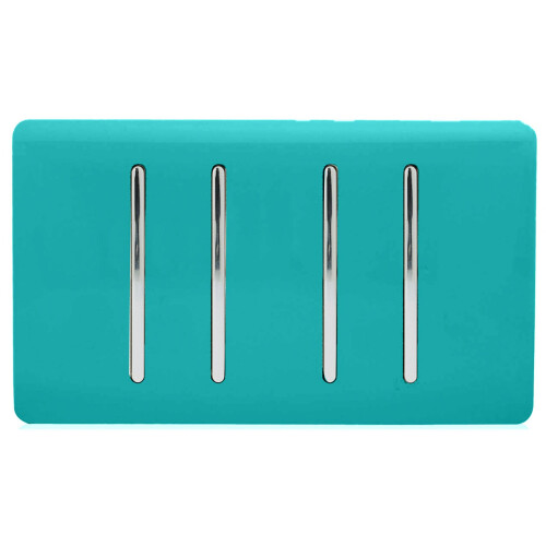 Trendi Switch Trendi 4 Gang (2 Way & 1x Intermediate) 10 Amp Light Switch Bright Teal