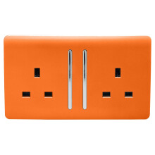 Trendi 2 Gang Modern Glossy 13 Amp Switched Plug Socket Orange