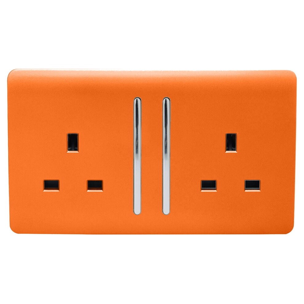 Trendi Switch Orange 2 Gang Long Switched Plug Socket In Sunset - Image 5
