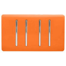 Trendi 4 Gang 3 Way Intermediate Artistic Modern Glossy 10 Amp Rocker Light Switch Orange
