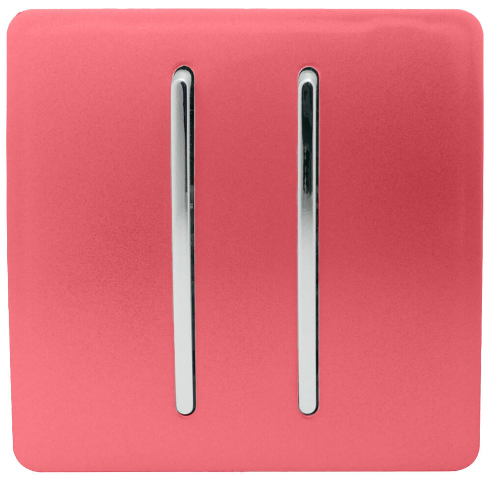 Trendi 2 Gang 2 Way Artistic Modern Glossy 10 Amp Rocker Tactile Light Switch Strawberry 7091054997678