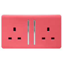 Trendi 2 Gang Artistic Modern Glossy 13 Amp Switched Tactile Plug Socket Strawberry