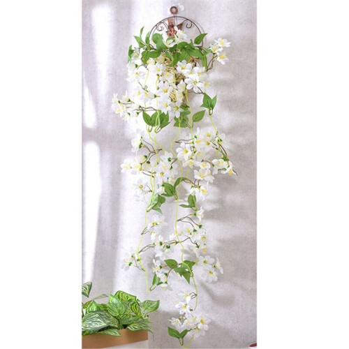 (White) Artificial Winter Jasmine Hanging Flowers Plant Decor