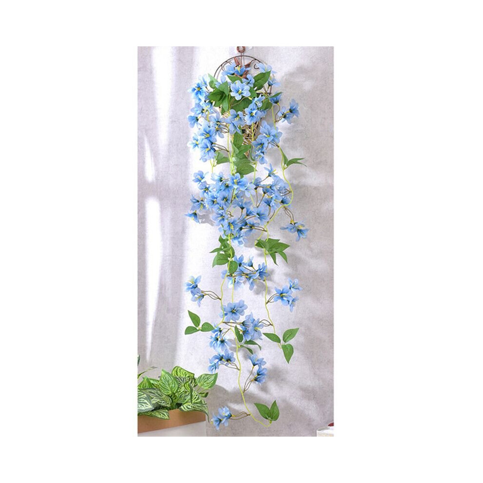 (Blue) Artificial Winter Jasmine Hanging Flowers Plant Decor Blue