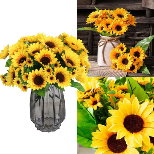 7 rami 13 teste Bouquet di girasoli artificiali 2