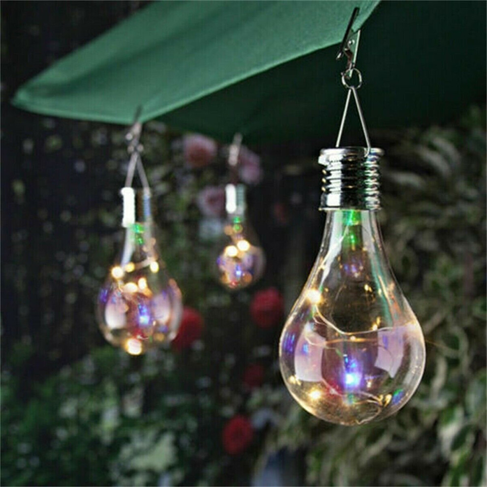 (Multicolour) Outdoor Solar Bulb Lights Hanging Waterproof Garden Camping Decoration LED Light