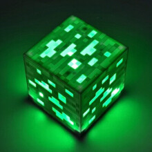 (Green Ore Lights) Minecraft Light Up Mountable Wall Night Torch Lamp Kids Fun Toy Gamer Gift LED