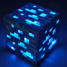 (Blue Ore Lights) Mine craft Light Up Mountable Wall Night Torch Lamp Creeper Kids Fun Toy Gamer Gift LED