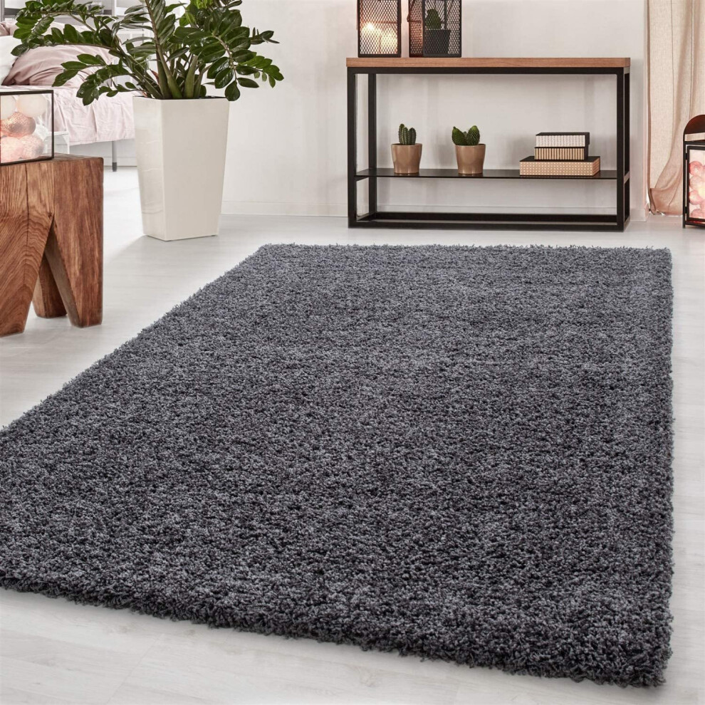 (Dark Grey) Abaseen Shaggy Modern Multicolor Rug(160 x 230cm)