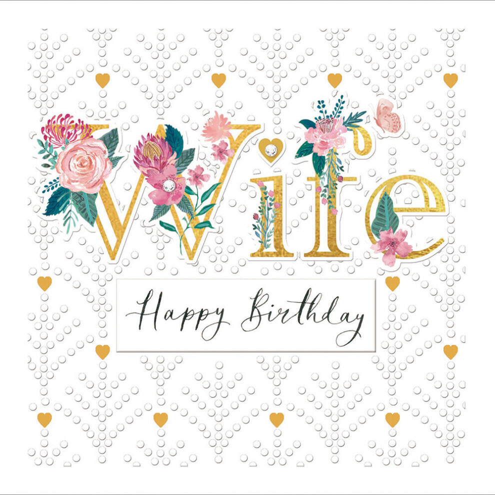Woodmansterne Wife Hearts Embossed Foiled Birthday Greeting Card Espoir Range Cards Gold