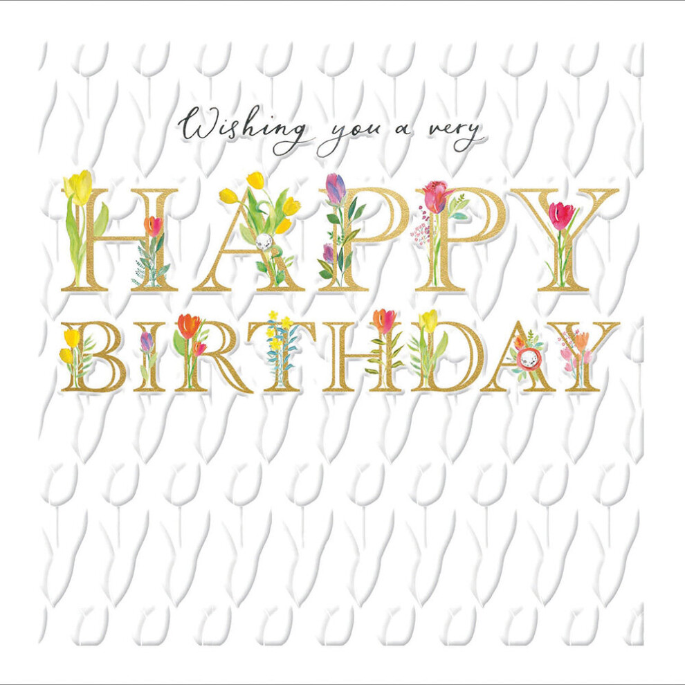 Happy Birthday Embossed Gold Foiled Birthday Greeting Card Espoir Range Cards