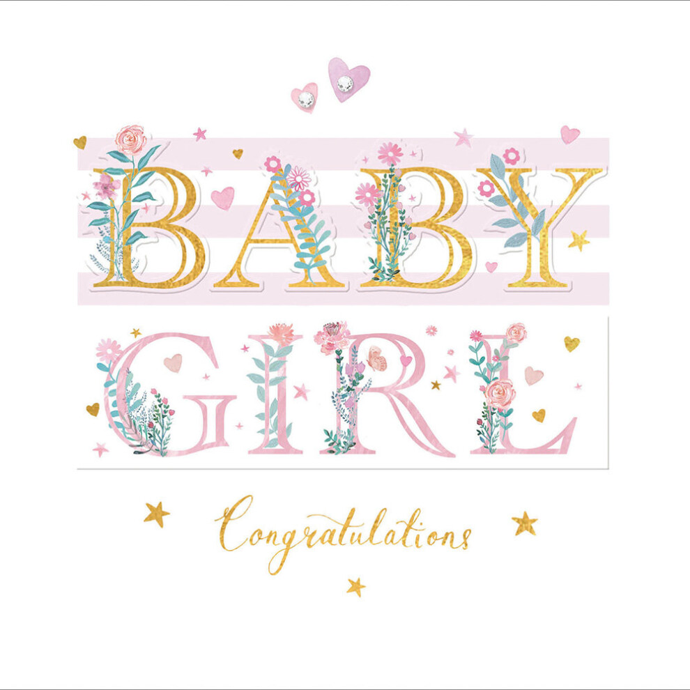 Baby Girl Embossed Gold Foiled New Baby Greeting Card Espoir Range Cards