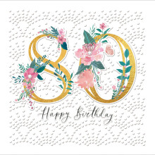 80th Birthday Embossed Gold Foiled Birthday Greeting Card Espoir Range Cards