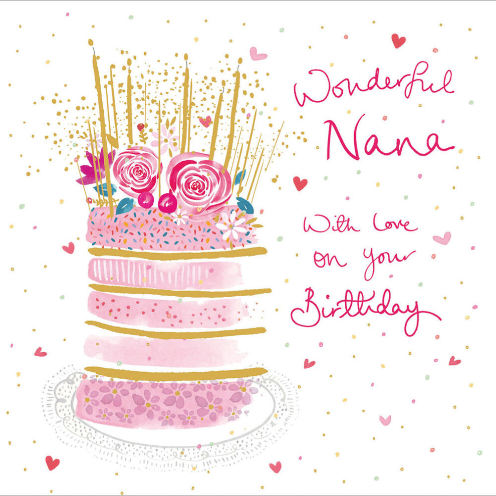 Wonderful Nana Pretty Gold Foiled Birthday Greeting Card Pink Range Cards