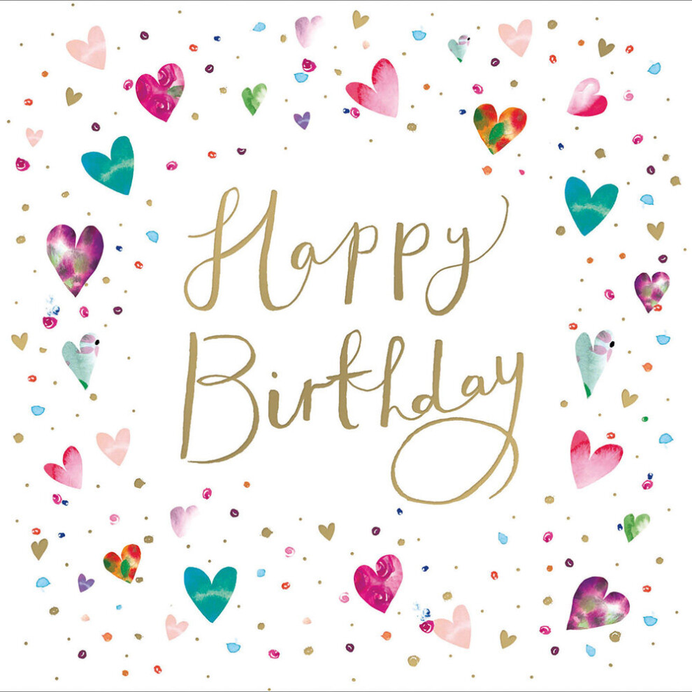 Birthday Hearts Pretty Gold Foiled Birthday Greeting Card Pink Range Cards