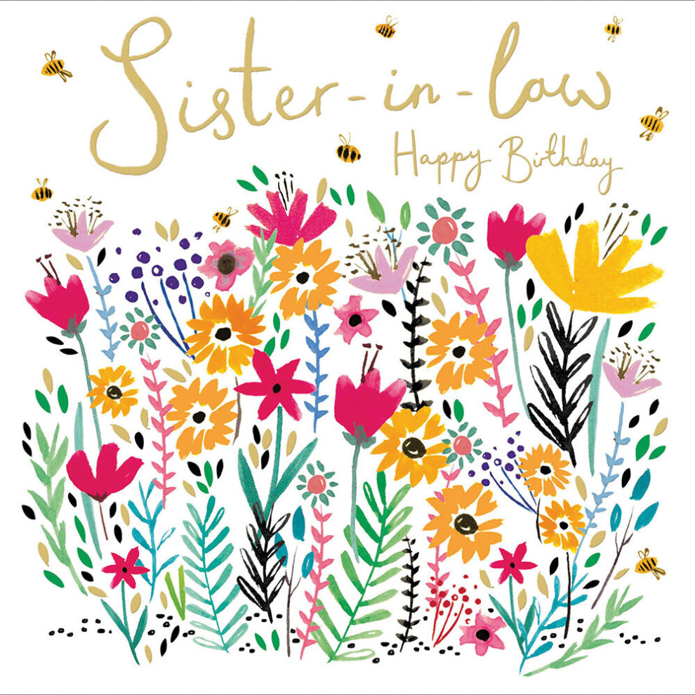 Sister-In-Law Pretty Gold Foiled Birthday Greeting Card Pink Range Cards