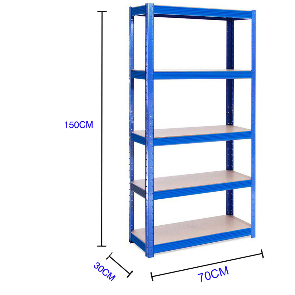 (Blue, Standard 70*30*150Cm) Heavy Duty Garage Shed 5 Tier Racking Storage Shelving Units Boltless Shelves 730718835679