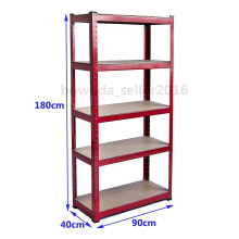 (Red, Large 90*40*180CM) Heavy Duty Garage Shed 5 Tier Racking Storage Shelving Units Boltless Shelves