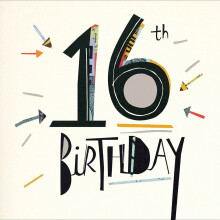 Happy 16th Birthday Art Deco Birthday Greeting Card Mambo Range Cards