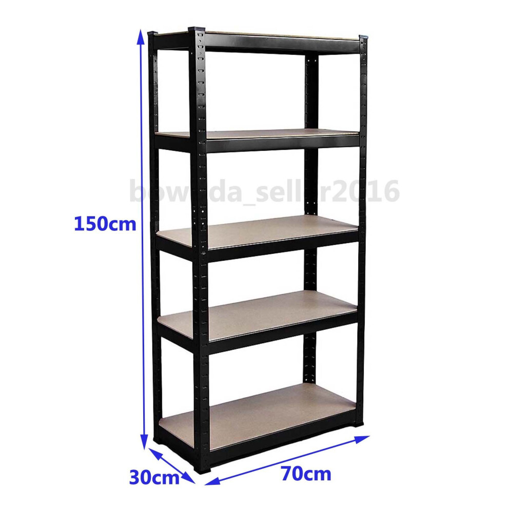 Autofather (, Standard 70*30*150Cm) Heavy Duty Garage Shed 5 Tier Racking Storage Shelving Units Boltless Shelves Black