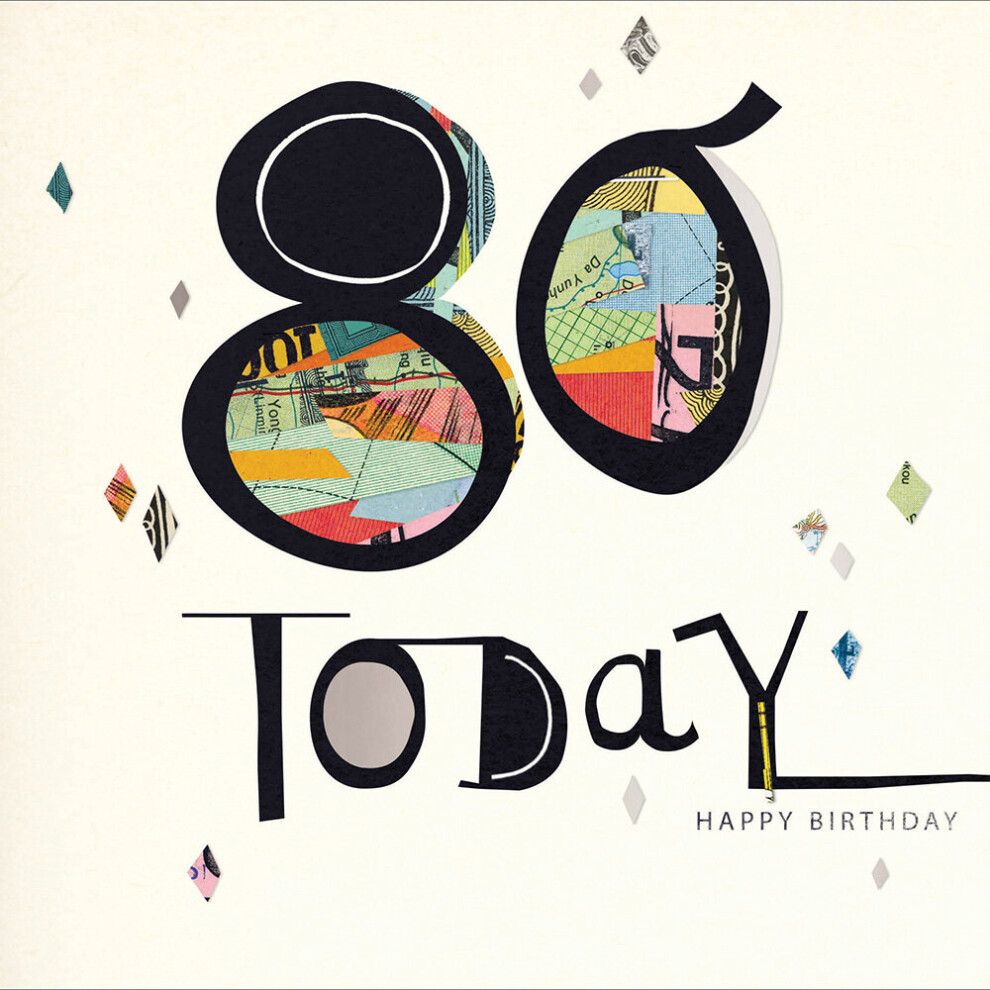 Woodmansterne Happy Birthday 80 Today Art Deco Birthday Greeting Card Mambo Range Cards
