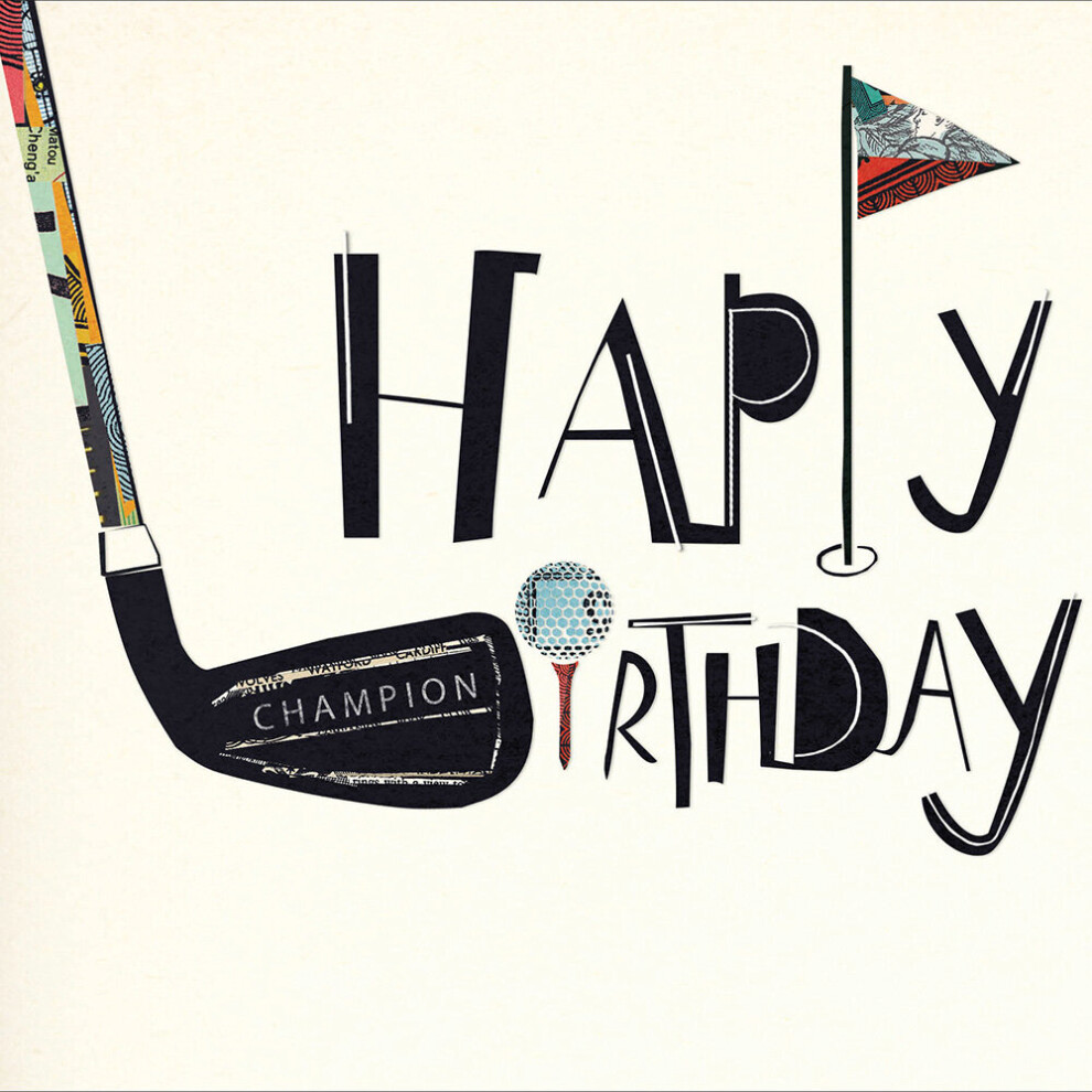 Woodmansterne Happy Birthday Golf Champion Art Deco Birthday Greeting Card Mambo Range Cards