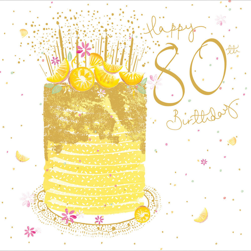 Happy 80th Birthday Pretty Gold Foiled Birthday Greeting Card Pink Range Cards