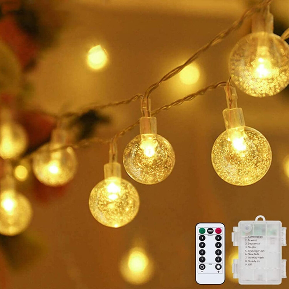 Metaku Globe String Lights Fairy Battery Operated 33ft80LED Remote Waterproof Indoor Outdoor Hanging Christmas Lights Home Party Patio Garden Wedding