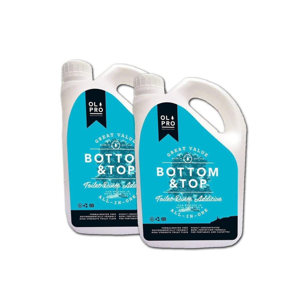 OLPRO Bottom & Top Caravan/Camping Toilet Chem (2 Litre) Twin Pack
