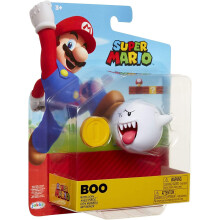 Super Mario Action Figure 4 Inch Boo Collectible Toy With Coin Accessory