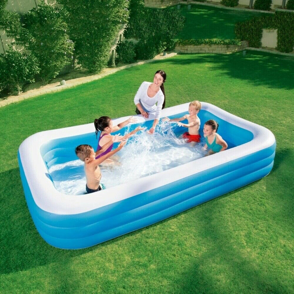 BESTWAY LARGE RECTANGULAR FAMILY SWIMMING PADDLING POOL KIDS 10FT