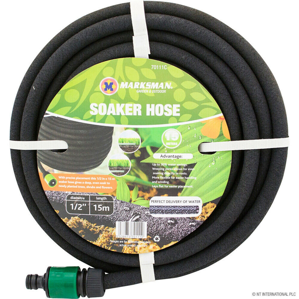 15M HOZELOCK COMPATIBLE POROUS SOAKER HOSE GARDEN DRIP IRRIGATION PIPE