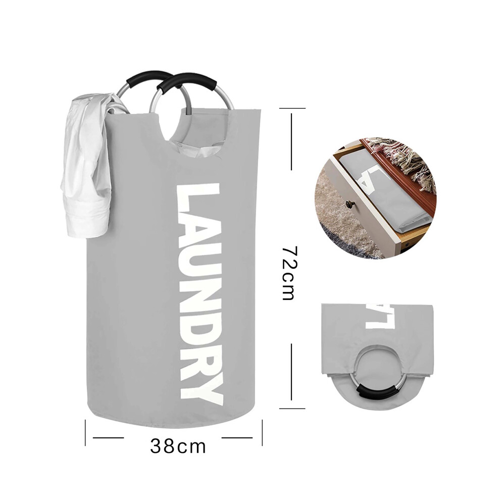 (Light Gray ) Fabric Laundry Hamper Washing Bin Basket