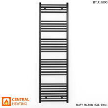 (550 x 1700mm High) Matt Black Bathroom Designer Towel Radiator