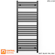(550 x 1200mm High) Matt Black Bathroom Designer Towel Radiator