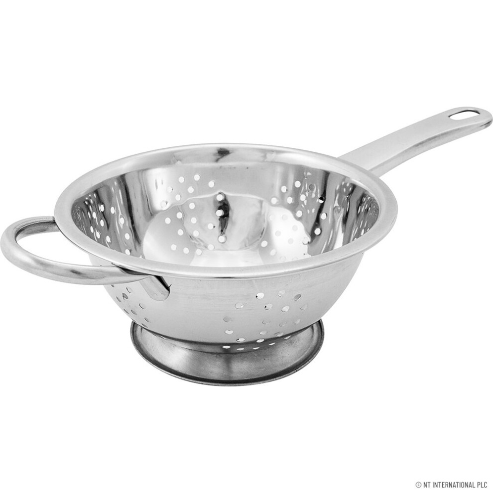 NEW 20CM STAINLESS STEEL COLANDER WITH LONG HANDLE DEEP PASTA STRAINER