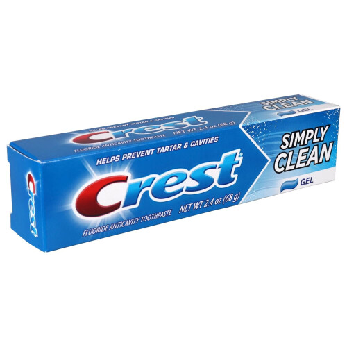 Crest Crest Fluoride Anticavity Toothpaste, Simply Clean Gel, 68 g (2.4 oz)