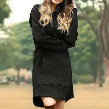 (Black, 3XL) Womens Winter Long Sleeve Tops Pullover Hoodie Dress