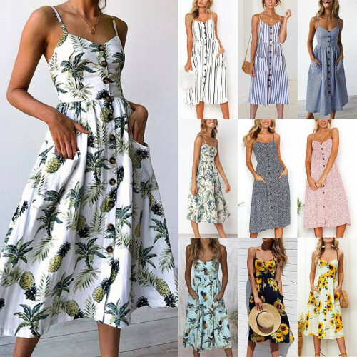 Midi strappy summer dress best sale