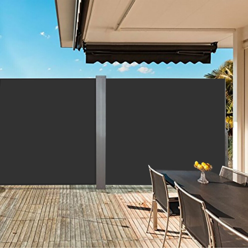 (Grey 180 x 600cm (H x W)) Awning Retractable Patio Screen Shade Privacy Canopy