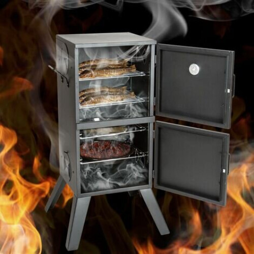 Smoker with Temperature Display  BBQ , Barbecue Grill Black, Best