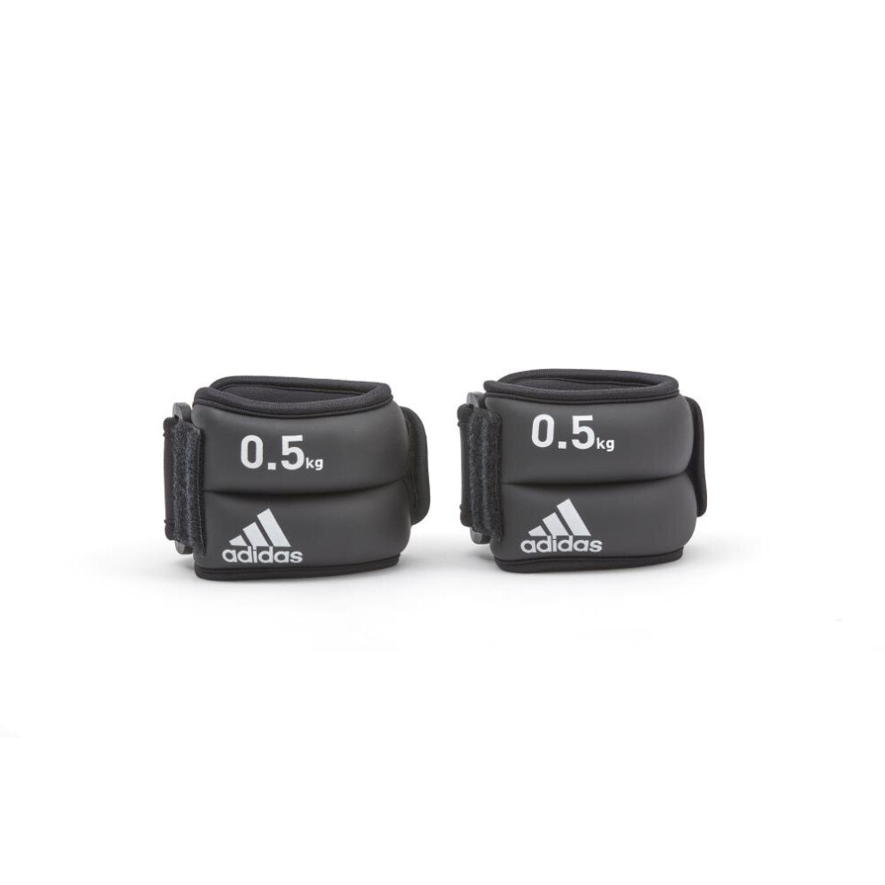 (2 x 0.5kg) Adidas Ankle Wrist Weights Running Leg Arm Gym Weights