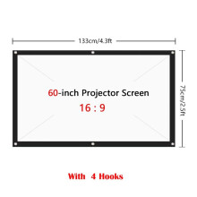 (60 inch +4 Hooks) Foldable Projector Screen 16:9 HD Cinema Theater 3D