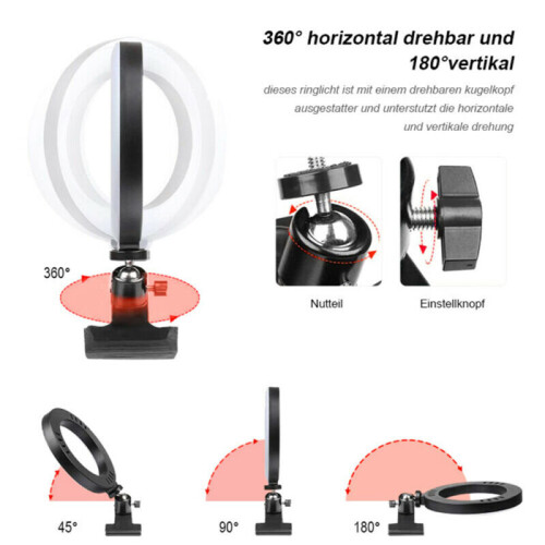 LED Selfie Ring Light Clamp Mount Dimmable Photography Lamp Live Broadcast Vlog 1