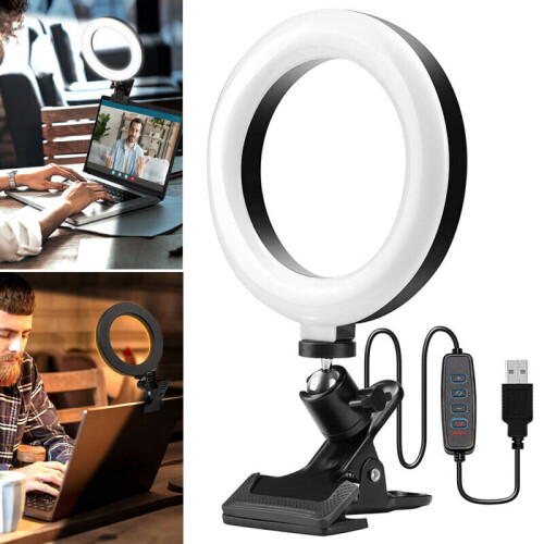 LED Selfie Ring Light Clamp Mount Dimmable Photography Lamp Live Broadcast Vlog 2