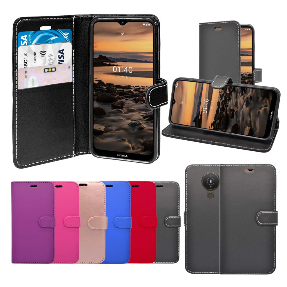 (Black) For Nokia 1.4 Wallet Flip PU Leather Pouch Case Cover